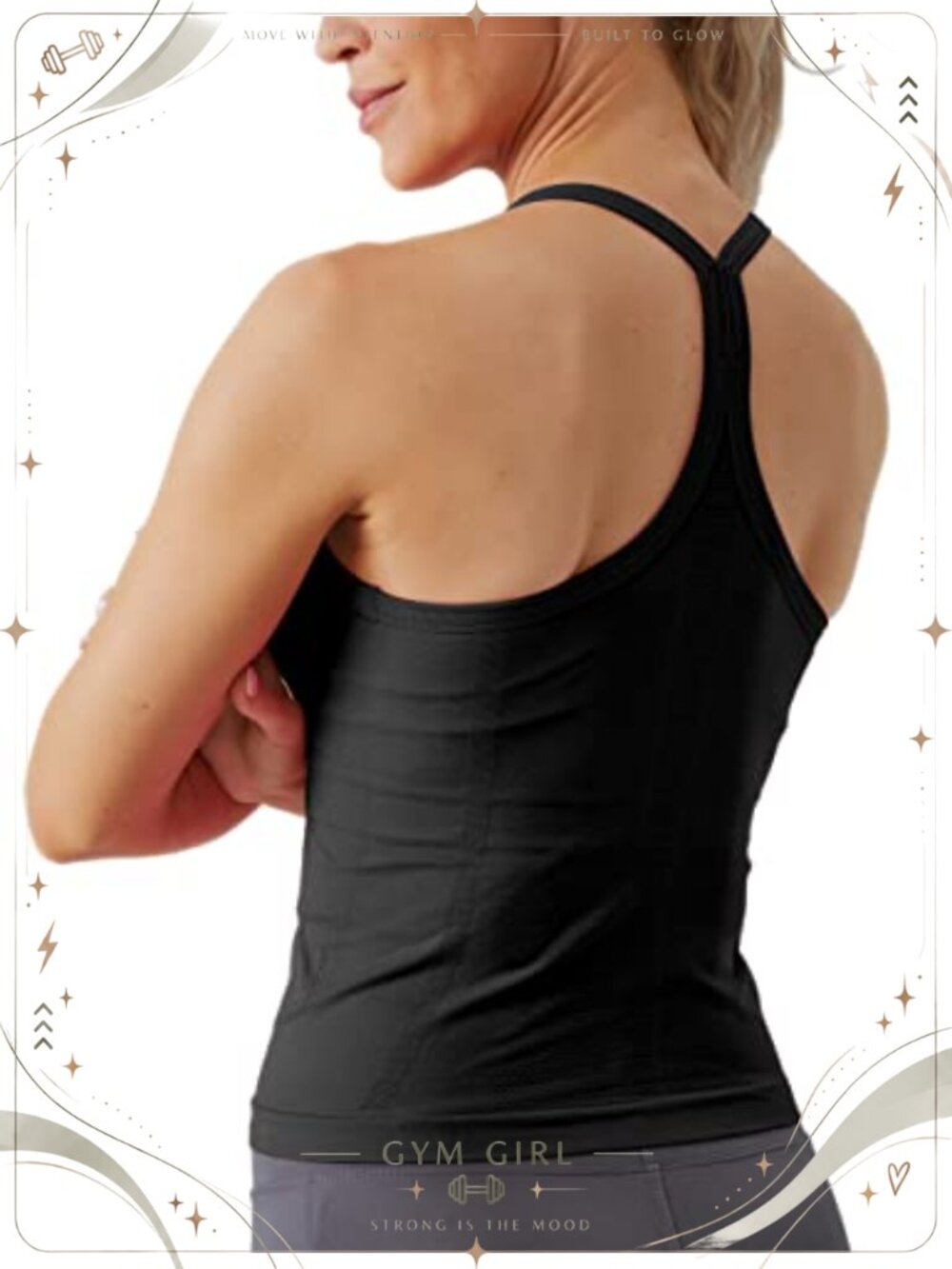 Seamless Racerback Workout Tank Top with Built in Bra Sleeveless Gym Yoga Shirt